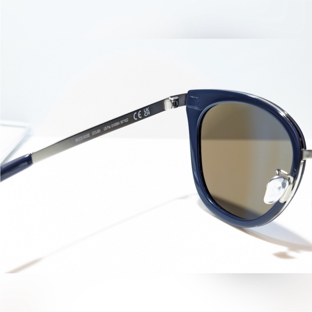 NEW Maui Jim Polarized Wood Rose in Navy with Blue Hawaii Glass Lenses - Picture 8 of 11